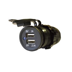 Black USB Port Socket - 12/24V