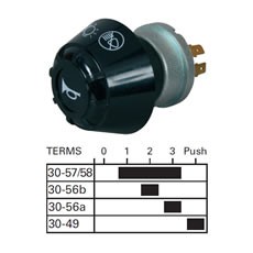 Off/Side/Dip/Main Headlamp Rotary Switch - 20/4A at 12V - 5/2A at 24V