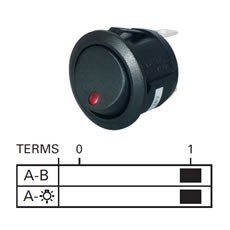 On/Off Single Pole Switch with Plastic Rocker and LED Indicator - 12/24V - 10A at 12V