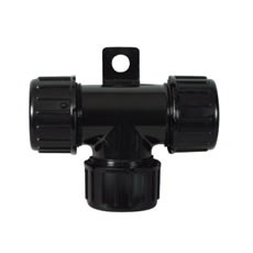 Black Polycarbonate Sealed ‘T’ Fitting with Nylon Cap Nuts