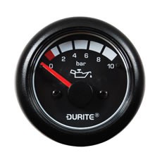 Oil Pressure Gauge - 90° Sweep Dial - 12/24V - 0-10 bar