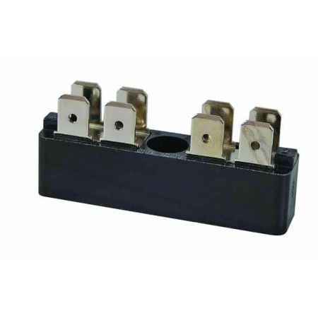 2 x 4-Way Bus Bar with 6.3mm Common Plated Brass Blade Terminals - 25A