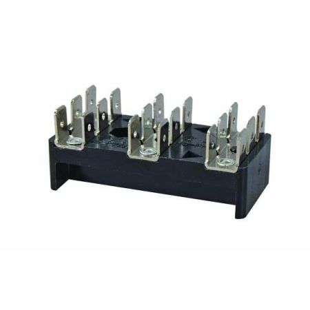 3 x 6-Way Bus Bar with 6.3mm Common Plated Brass Blade Terminals - 25A