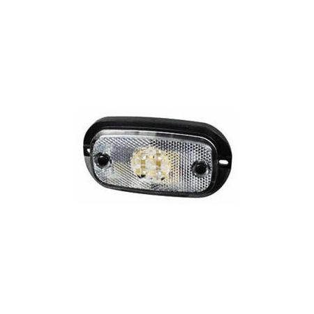 Clear LED Front Marker Lamp with Reflex Reflector and Leads - 12V