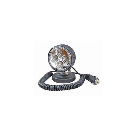 4 x 3W LED Work Lamp with Magnetic Base and 2.5m Retractable Lead - Black, 12/24V, IP67