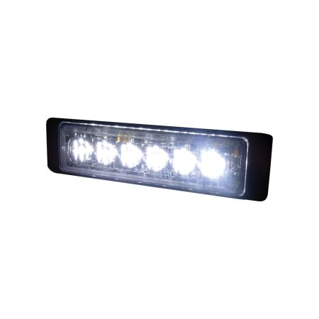 R10 Slimline High Intensity 6 White LED Warning Light (20 flash patterns)