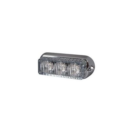 High Intensity 4 Red LED Warning Light - Horizontal, Chrome Bezel (12 flash patterns)