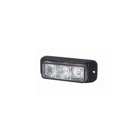 R65 High Intensity 3 Amber LED Warning Light - Horizontal, Black Aluminium (12 flash patterns)