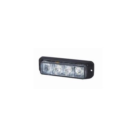R65 High Intensity 4 Amber LED Warning Light - Horizontal, Black Aluminium (19 flash patterns)