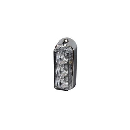 High Intensity 3 Amber LED Warning Light - Vertical, Chrome bezel (12 flash patterns)