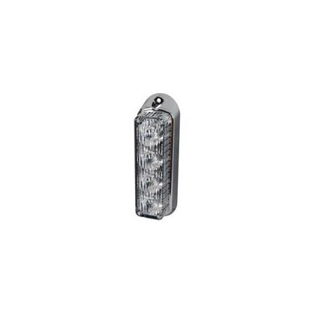 High Intensity 4 Amber LED Warning Light - Vertical, Chrome bezel (19 flash patterns)