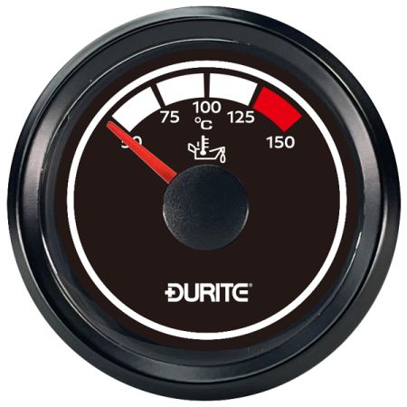 LED Illuminated Marine Oil Temperature Gauge with Sender Unit - 52mm, 12/24V
