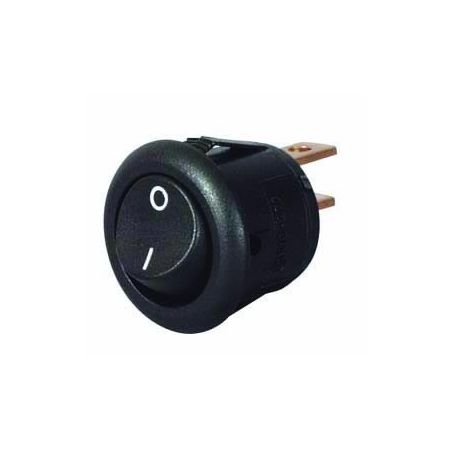 Miniature Black On/Off Round Rocker Switch - 6A at 12V