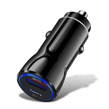 Fast Charge Cigarette USB Car Charger + Type C - 12/24V