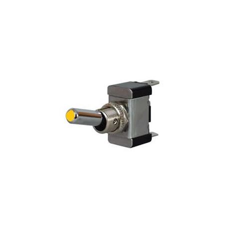 Amber LED On/Off Toggle Switch with Metal Lever- 12/24V