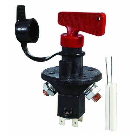 Battery Isolator with Ignition Kill Removable Key and Splashproof Cover - 100A 24V