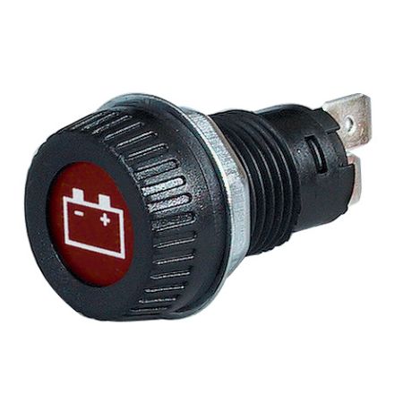 Red Battery Charging Warning Light for 17mm diameter hole - Requires 9mm BA9s Bulb Maximum 2W