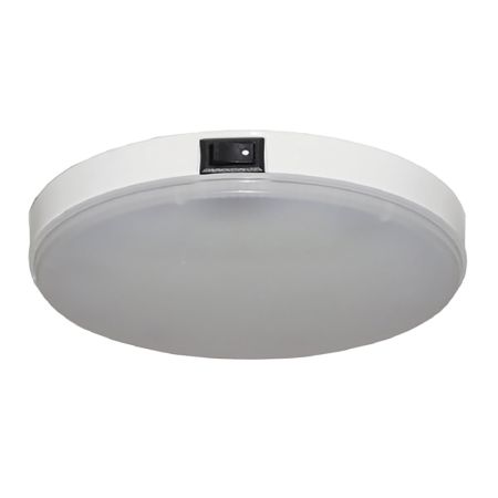 117 White LED Round White Roof Lamp with Switch - 338lm, 12/24V
