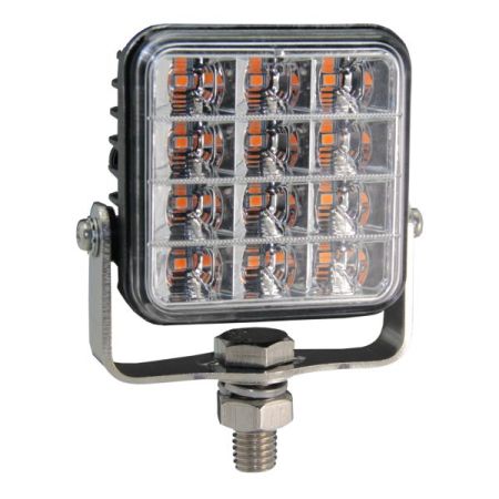 R65 Square 12 Amber LED Warning Light (10 Flash Patterns)