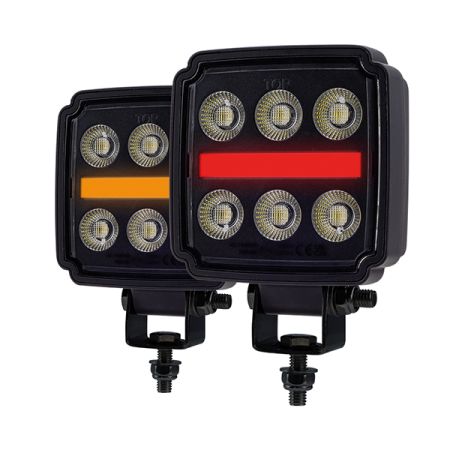 42W LED Work Lamp with Amber and Red Position Lamp - 12/24V