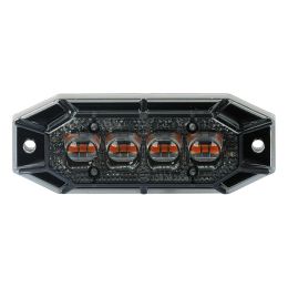 R65 R10 Class 1 LED Dark Lens Warning Light - 12 Amber LEDs