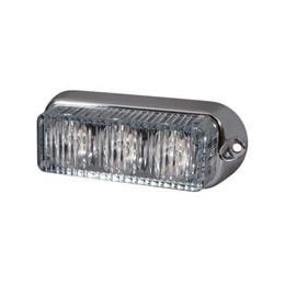 High Intensity 4 Blue LED Warning Light - Horizontal, Chrome Bezel (12 flash patterns)
