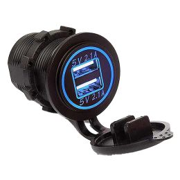 Dual USB Type-A Ports Power Socket - 2.1A, 12/24V Dual USB Type-A Ports Power Socket - 2.1A, 12/24V