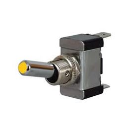 Amber LED On/Off Toggle Switch with Metal Lever- 12/24V