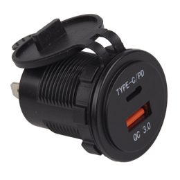 18W Dual USB Type-A and Type-C Ports Power Socket - 3A, 12/24V 18W Dual USB Type-A and Type-C Ports Power Socket - 3A, 12/24V