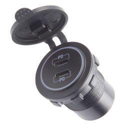 30W Dual USB Type-C Ports Power Socket - 3A, 12/24V 30W Dual USB Type-C Ports Power Socket - 3A, 12/24V