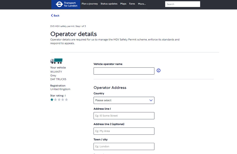 1. Fill in the Operator and Contact details.