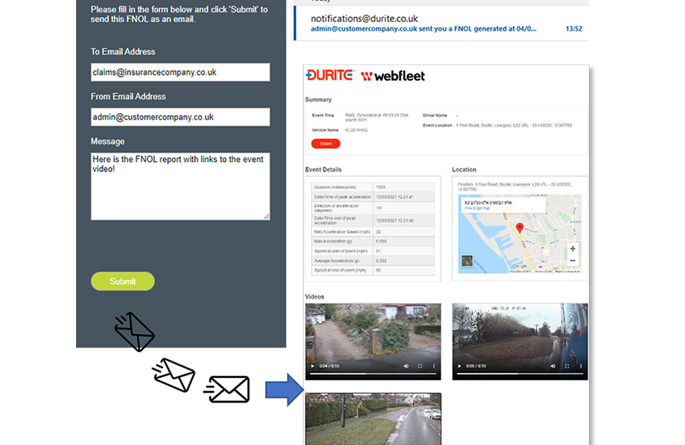 Email FNOL (First Notification Of Loss) reports with video links Email FNOL (First Notification Of Loss) reports with video links