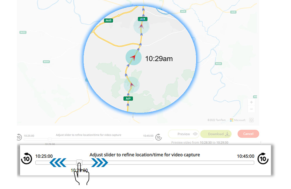 Retrieve video evidence by time, vehicle & location Retrieve video evidence by time, vehicle & location