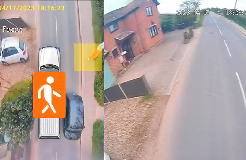 Yellow close proximity alert - VRU detected on the right Yellow close proximity alert - VRU detected on the right